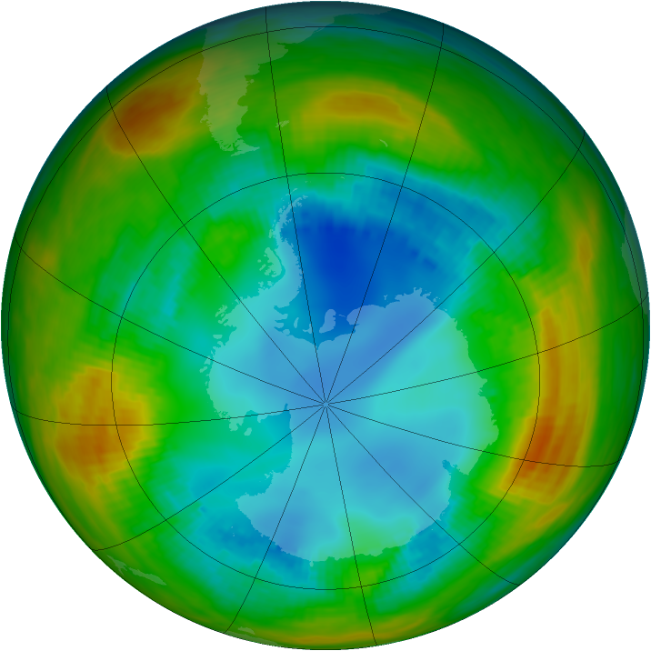 Antarctic ozone map for 08 August 1984
